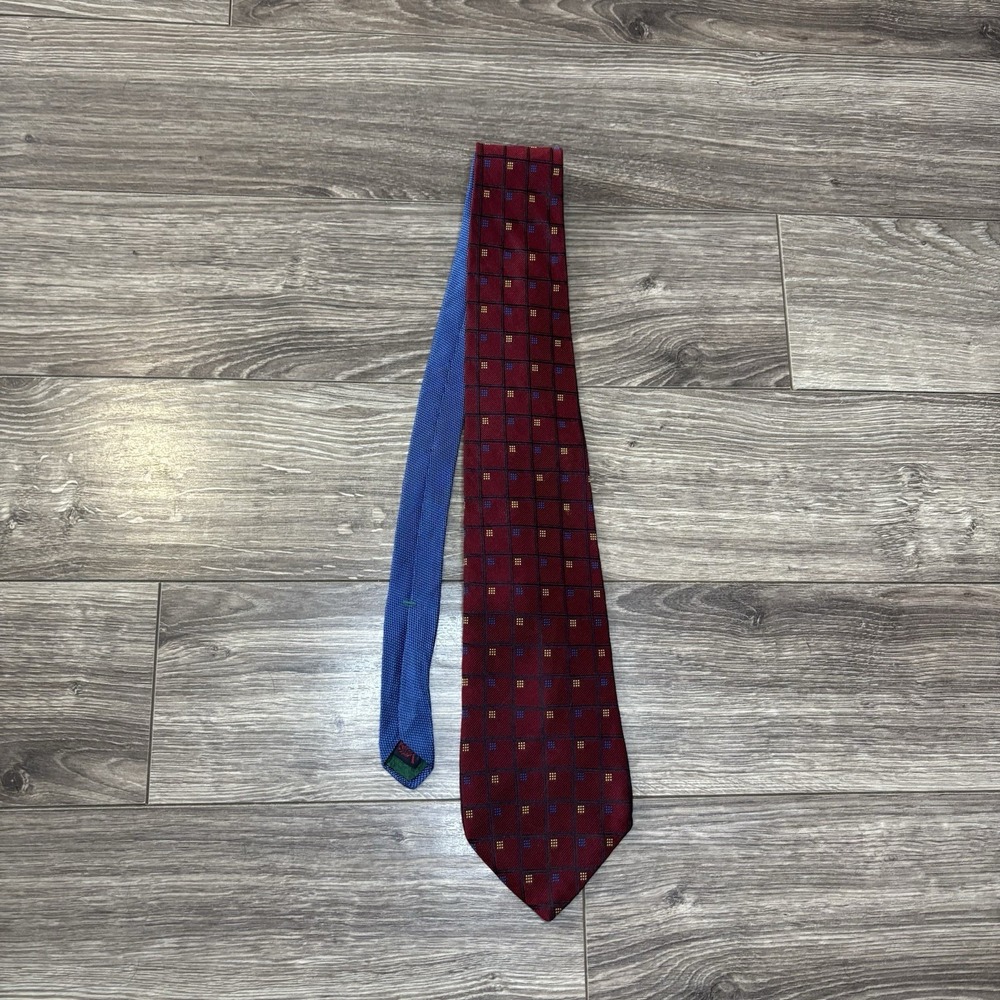 Vintage Tommy Hilfiger Neck Tie‎ 100% Silk Red Geometric Made In USA Mens